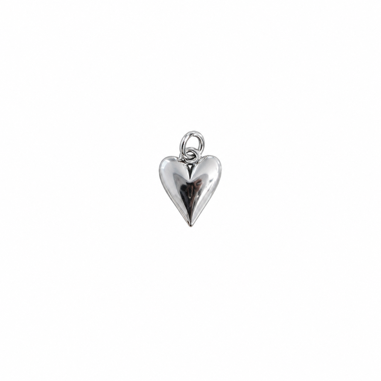 Silver Puffed Heart Charm